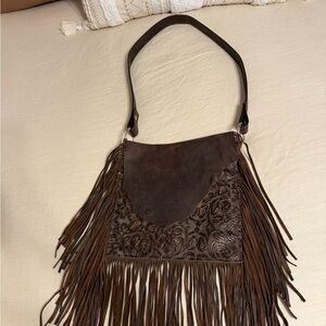 Brown Fringe Leather Bag